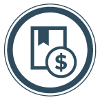Icon in a circle: document with dollar sign
