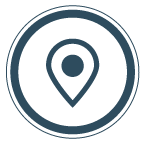 Icon in a circle: a location pin marker