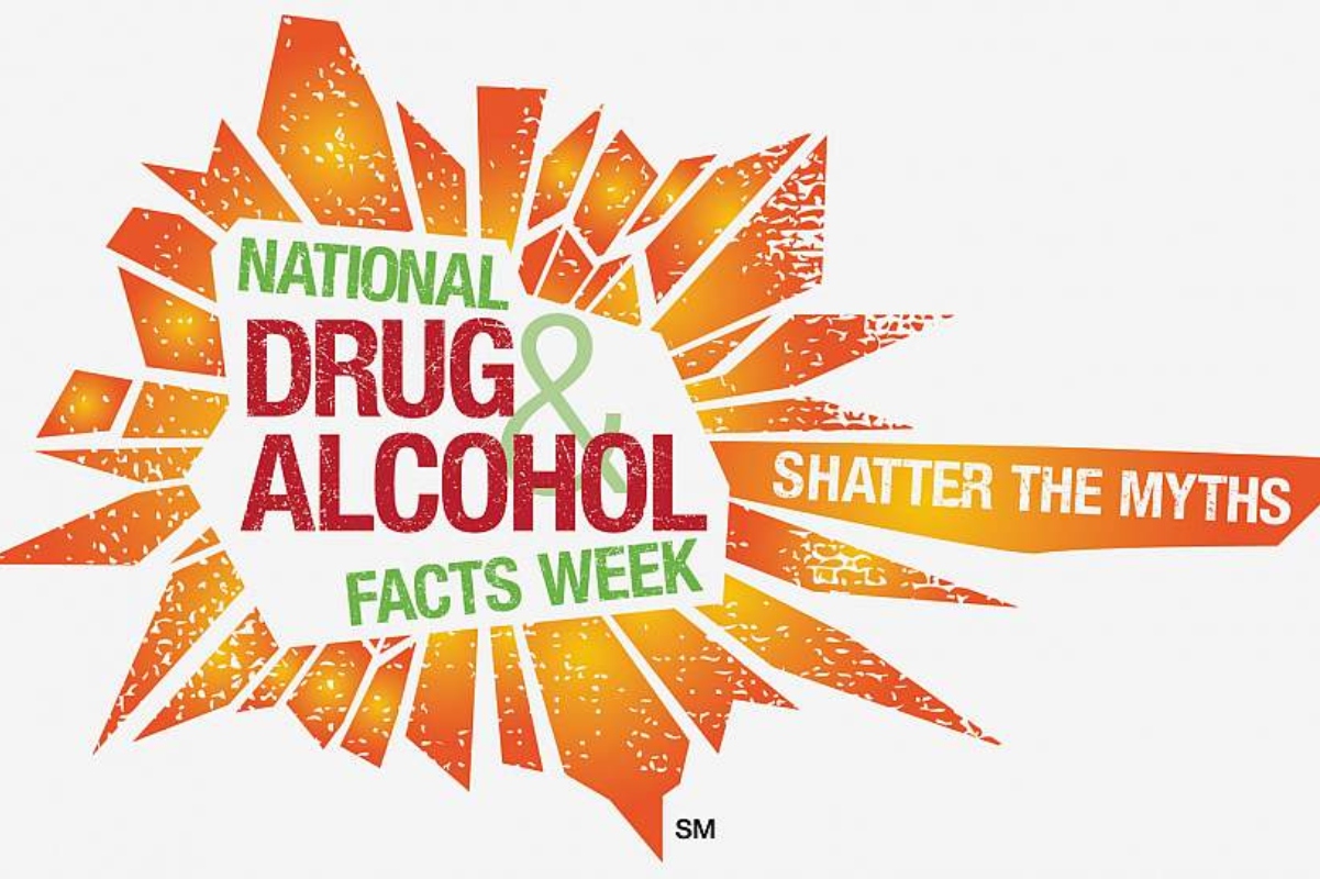 Event logo with the text National Drug and Alcohol Facts Week: Shatter the Myths 