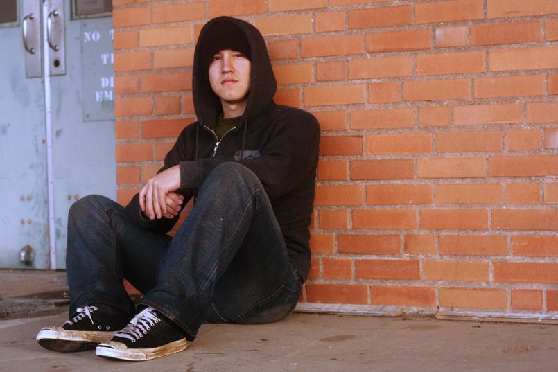Homeless teen boy