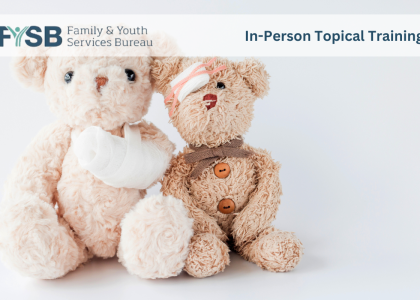 In-Person Topical Training. The image depicts two stuffed bears in bandages.