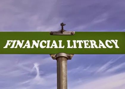 Roadside sign that says Financial Literacy