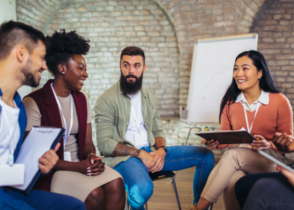 Diverse business team having a meeting.