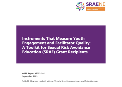 Screenshot of the "Toolkit for Sexual Risk Avoidance Education (SRAE) Grant Recipients" cover.