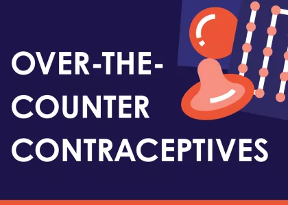 Illustration of contraceptives with text: "Over-the-counter contraceptives".