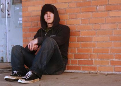 Homeless teen boy
