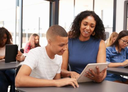 a woman with teens 