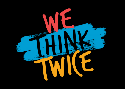 Logo for the We Think Twice campaign