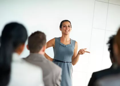 Woman presenting to a group