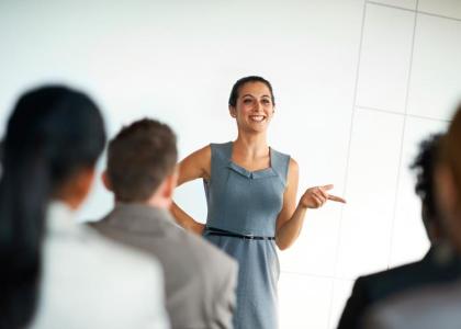Woman presenting to a group