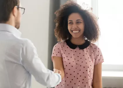 young teen shaking hands