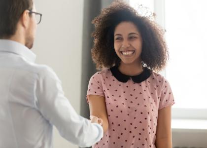 young teen shaking hands